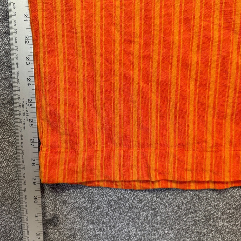 Old Navy Wide Leg Linen Pants Womens XL Blend Striped Orange Yellow Comfort - Picture 7 of 8